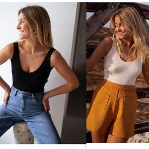 Set of 2! Black and Beige Bella Tank Tops